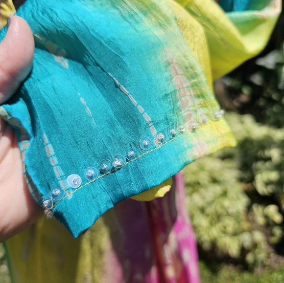 Soft Surroundings Sparkling Silk Santiago Caftan Style Lounge Ware - Picture 5 of 9